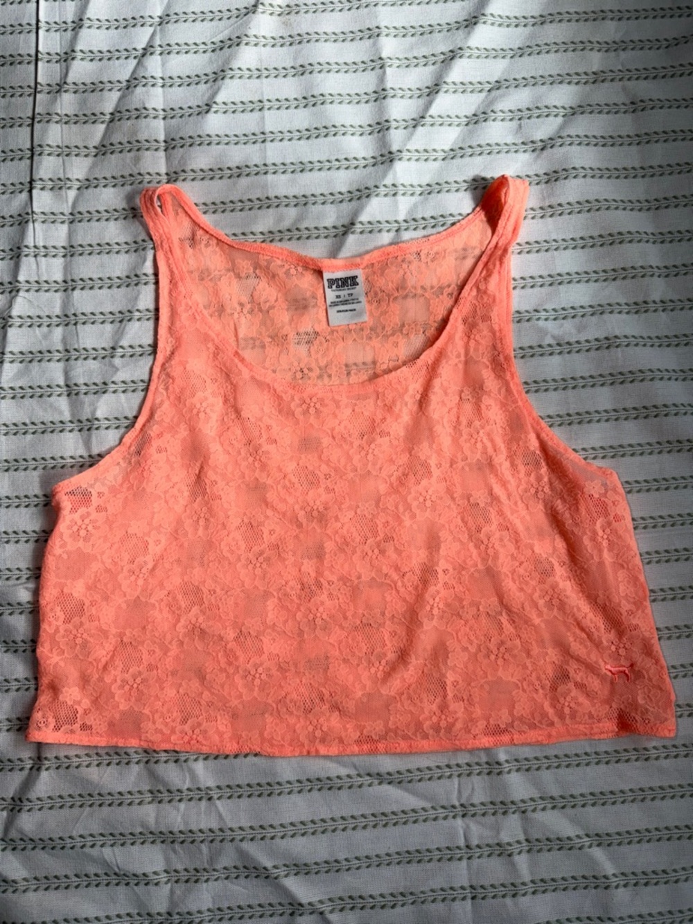 PINK Victoria's Secret Coral Lace Crop Tank‎